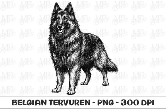 Belgian Tervuren Dog Sketch PNG: A Designer's Essential Asset