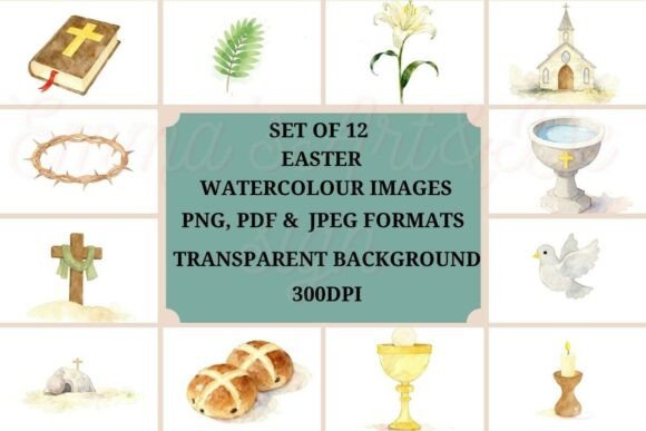 Celebrate Easter with a Watercolor Religious Clipart Bundle