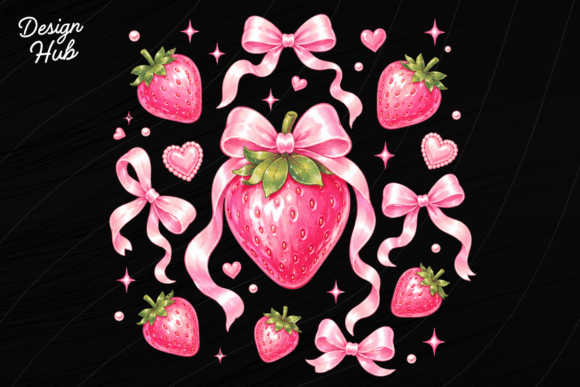 Coquette Strawberry Bow PNG: Sweet Design for Every Project