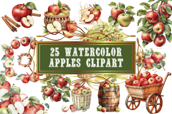 Elevate Your Designs with Watercolor Apple Clipart PNGs