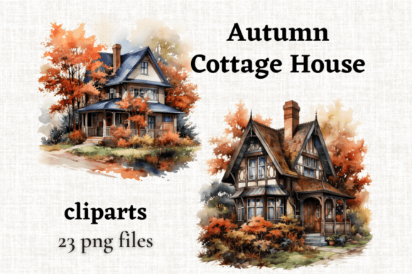 Fall Cottage House PNG Bundle: A Cozy Autumn Aesthetic