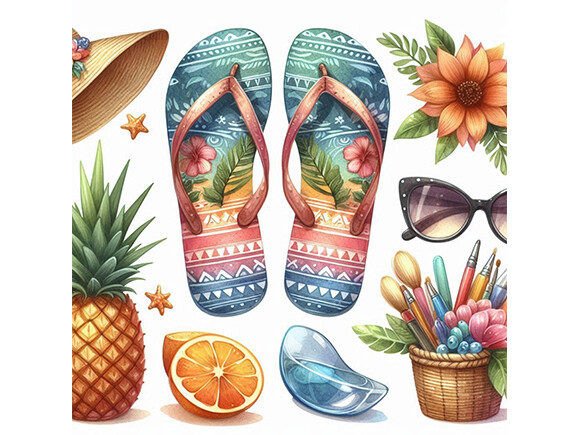 Flip-flops Watercolor Clipart: A Creative Summer Asset