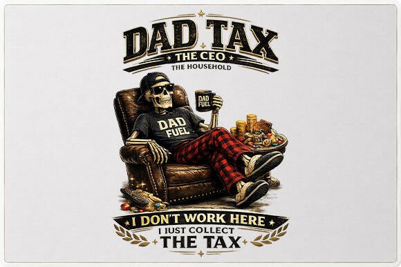 Funny Dad Tax Skeleton Graphic PNG: Vintage Lounge Vibes