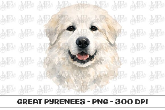 Great Pyrenees Watercolor Portrait PNG: A Designer's Go-To Asset