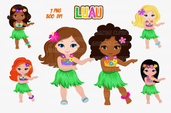 Luau Party Digital Clipart Hawaiian Girl for Vibrant Designs
