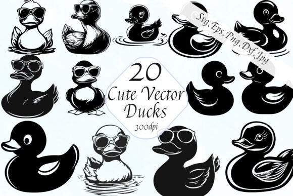Playful Design Assets: Funny Rubber Duck Vector Clipart