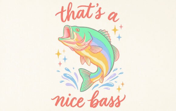 Summer Bass Fish Preppy Hand Drawn PNG: A Fresh Catch for Designers
