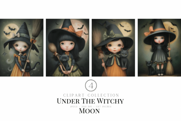 Under the Witchy Moon Clipart: Enchanting Your Halloween Projects