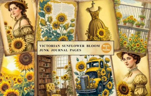 Victorian Sunflower Bloom Junk Journal: Crafting with Vintage Charm
