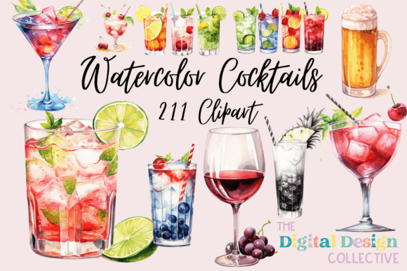 Watercolor Cocktail Clipart Bundle: Elevate Your Designs