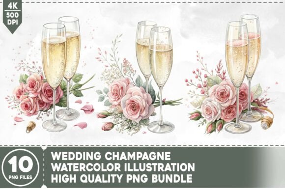 Wedding Champagne PNG Bundle: Design Assets for Every Celebration